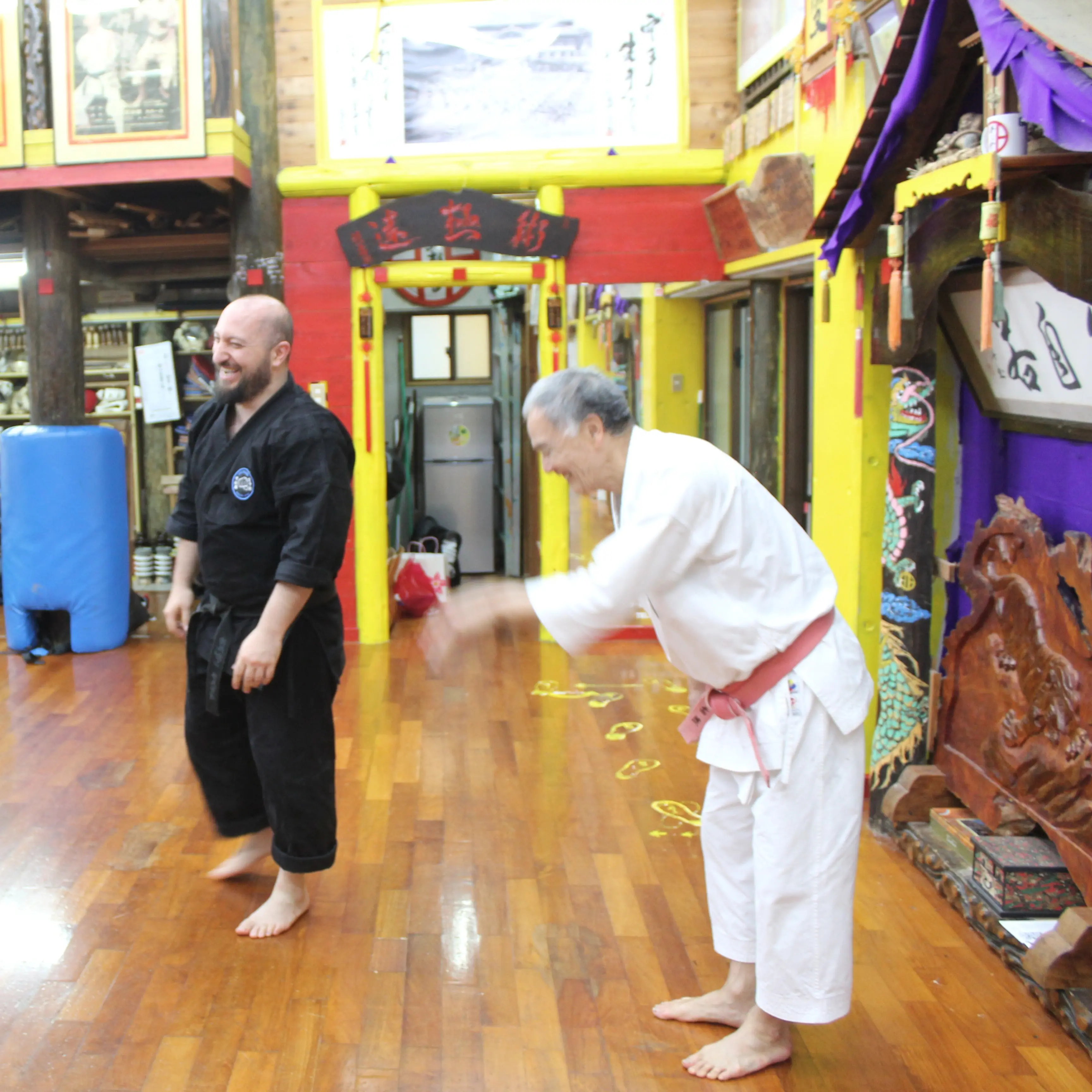 Olgun Tiltay in Okinawa in the dojo of Tetsuhiro Hokama Sensei [10th Dan] Gojuryu Karate